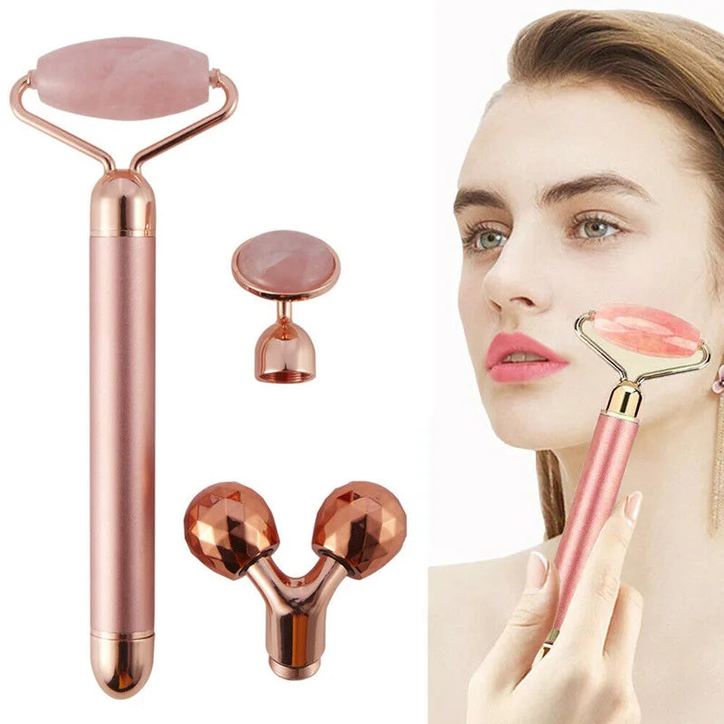 Rodillo de Cuarzo Rosa Vibratorio 3 en 1 — Ritual